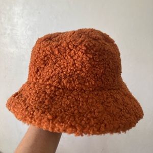 Orange fuzzy hat
